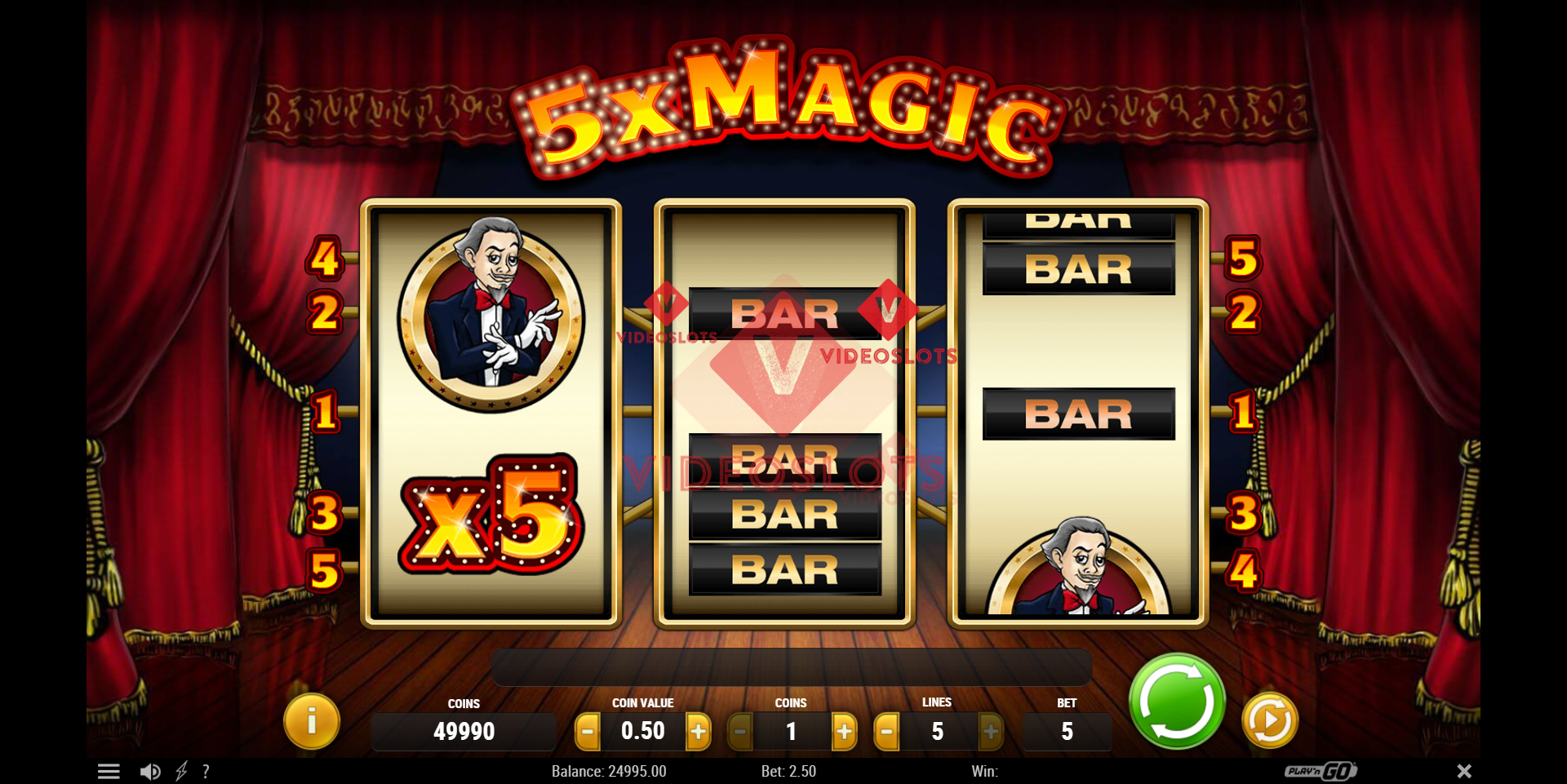 Base Game for 5x Magic slot from Play'n Go