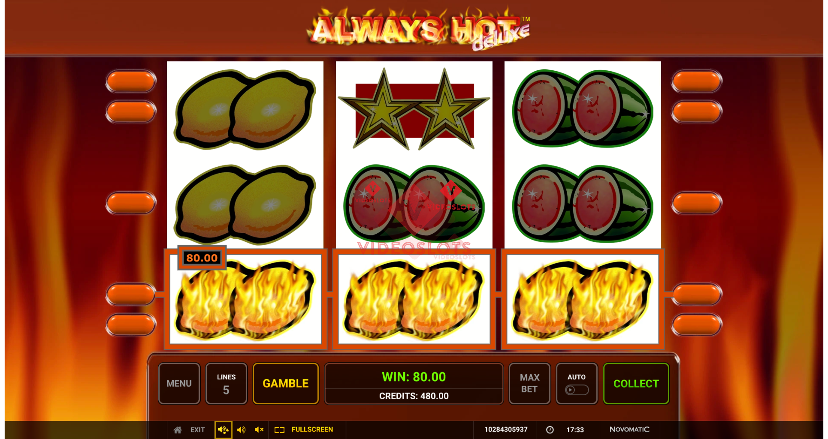 Base Game for Always Hot Deluxe slot from Greentube