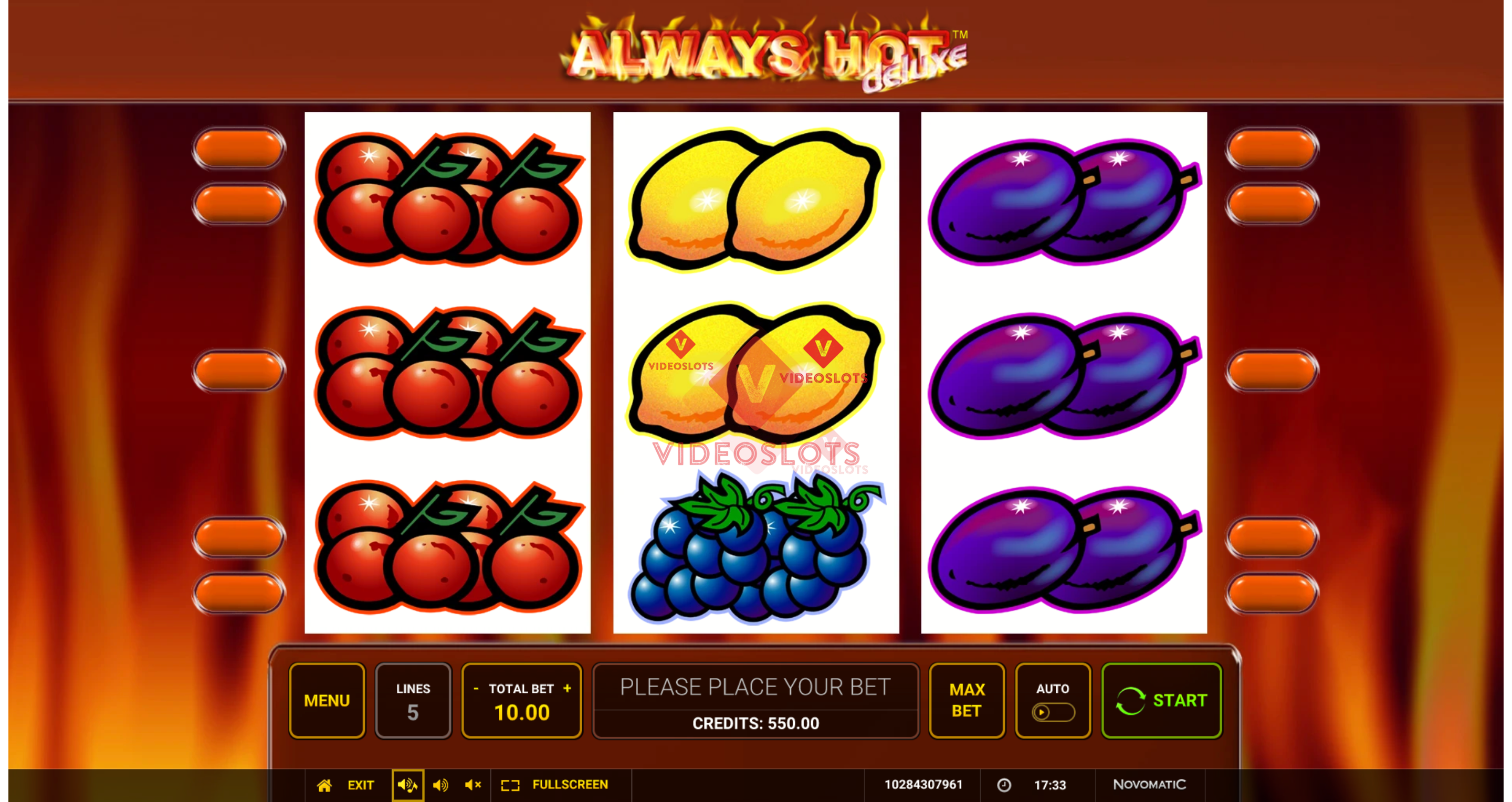 Base Game for Always Hot Deluxe slot from Greentube