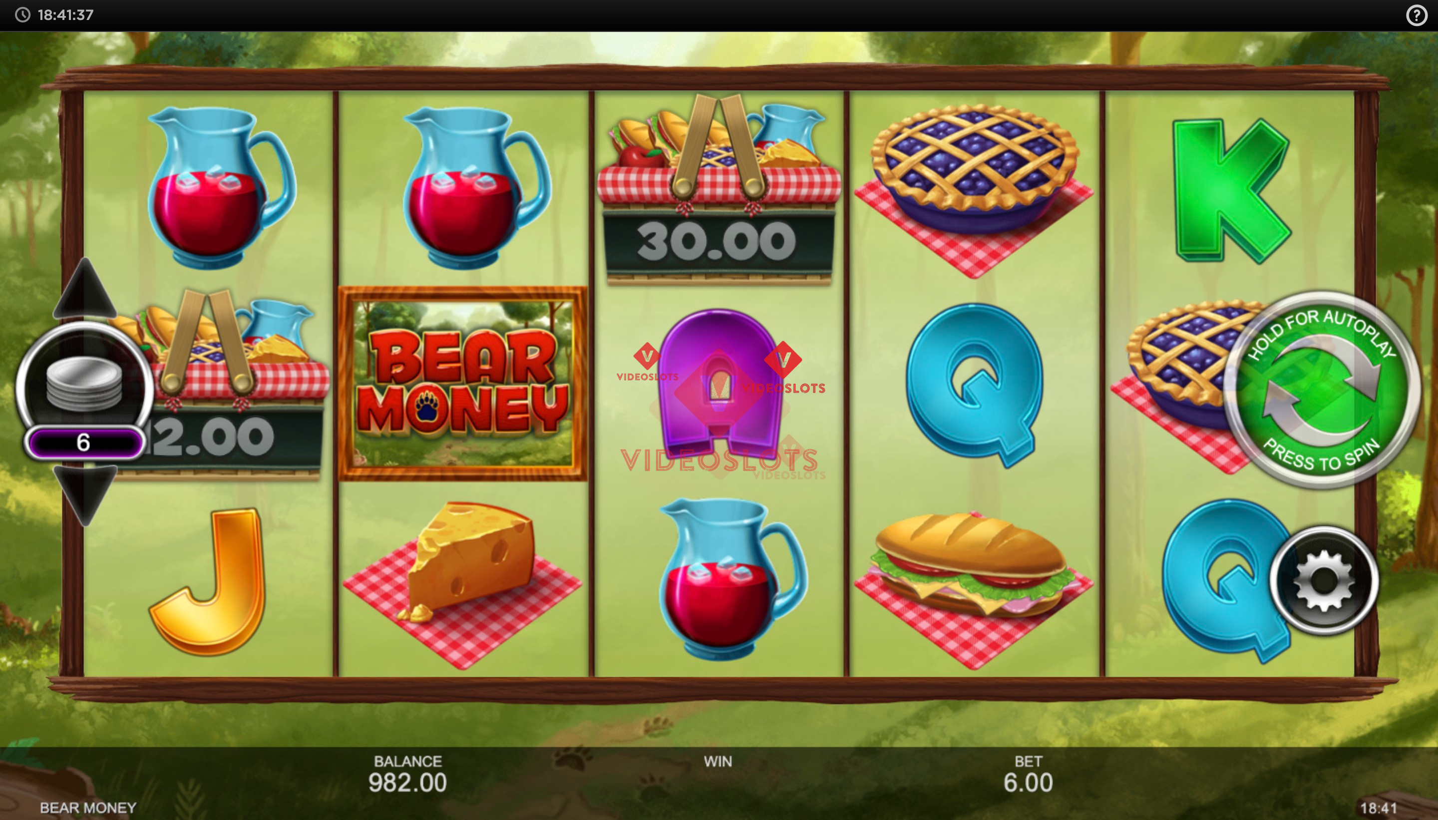 Base Game for Bear Money slot from Inspired Gaming