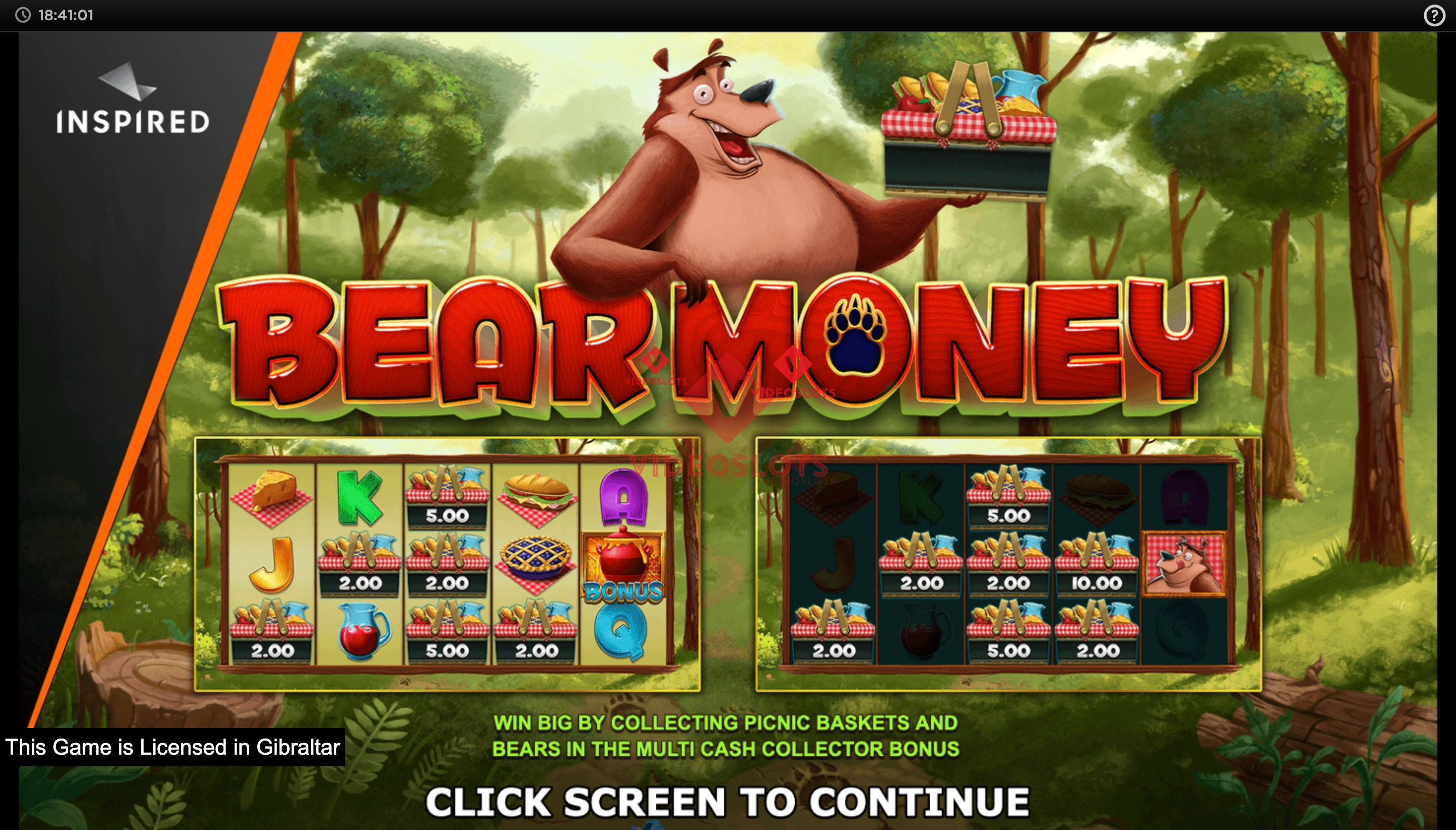 Game Intro for Bear Money slot from Inspired Gaming