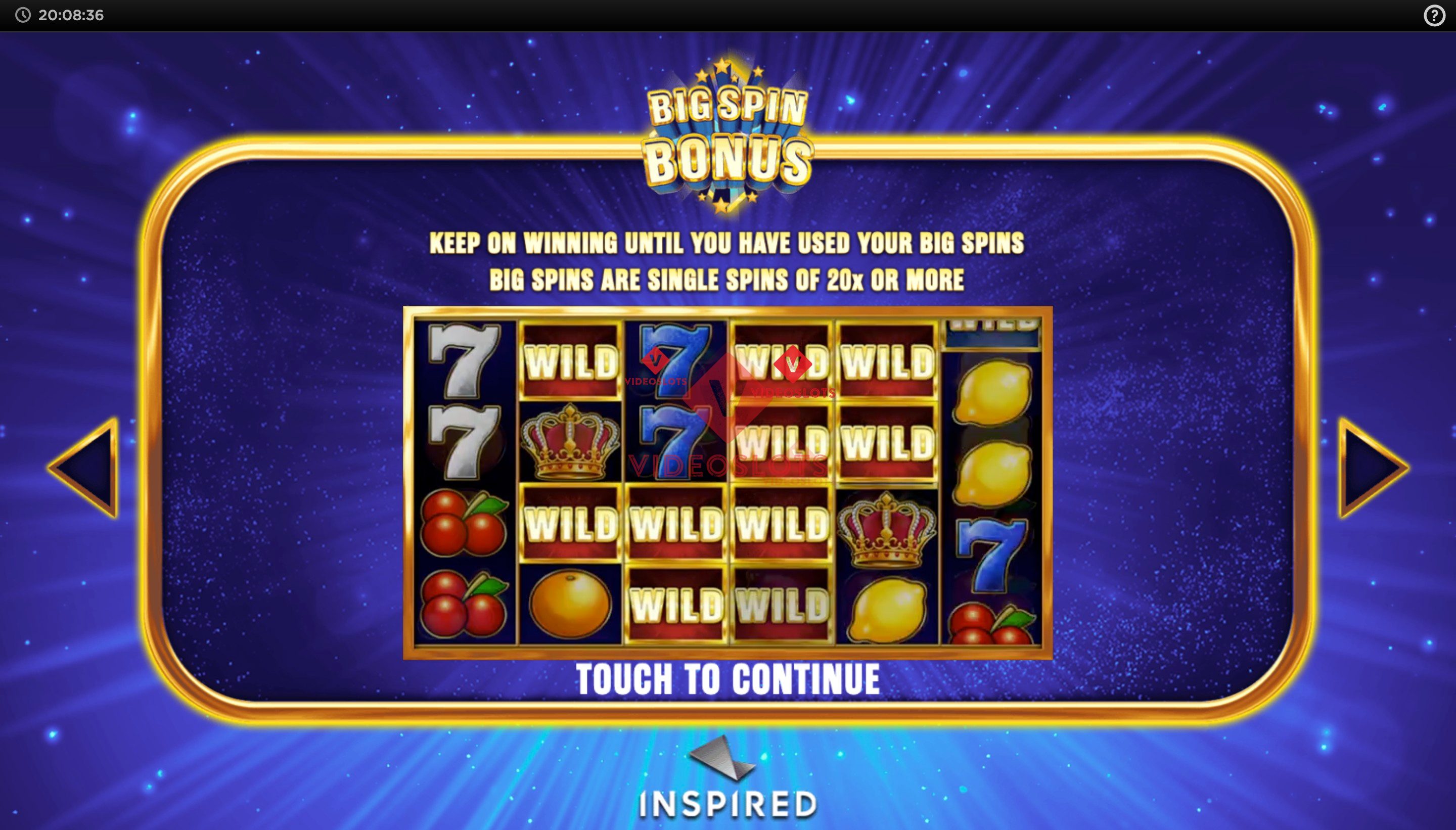 Game Intro for Big Spin Bonus slot from Inspired Gaming