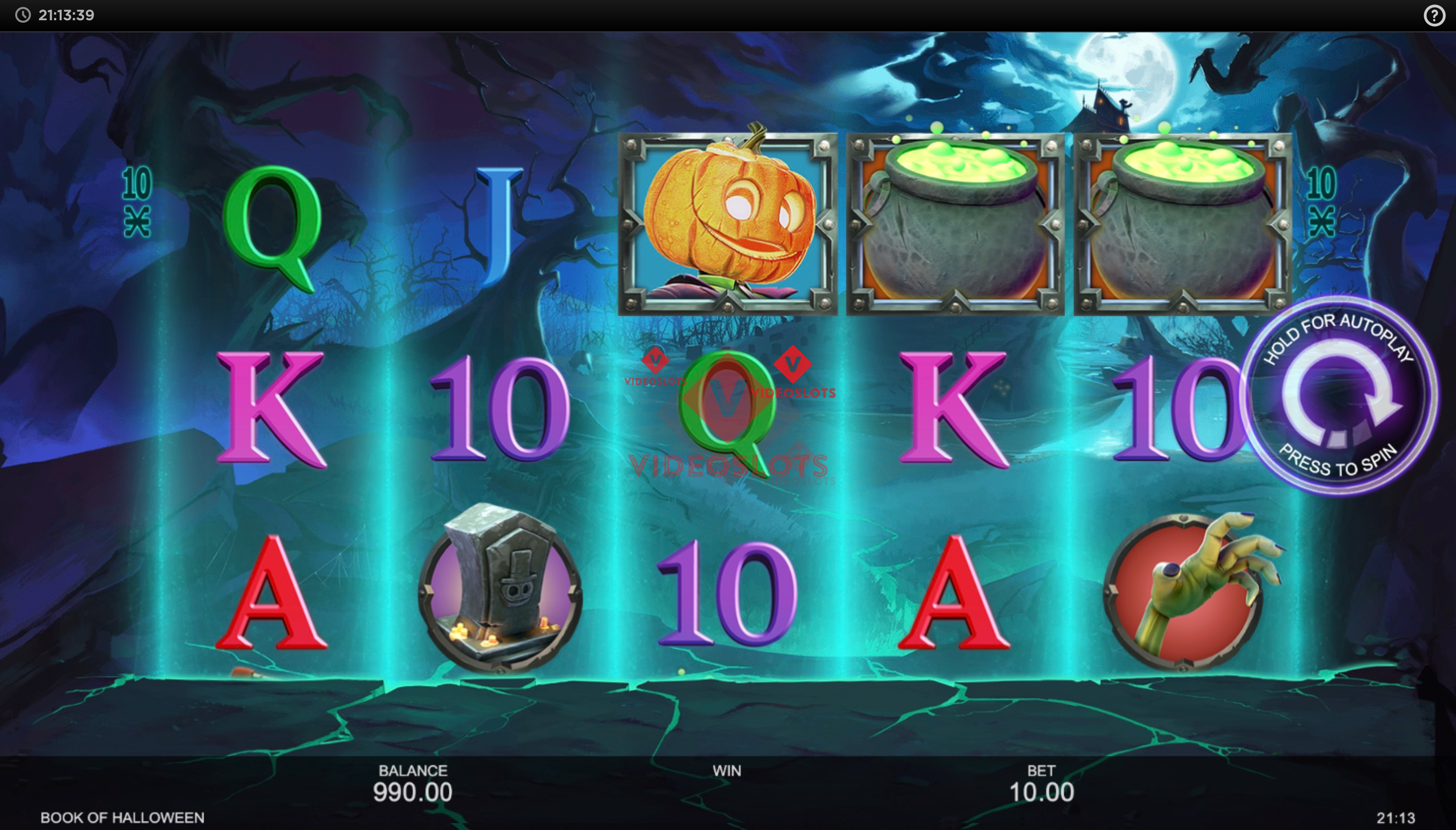 Base Game for Book of Halloween slot from Inspired Gaming