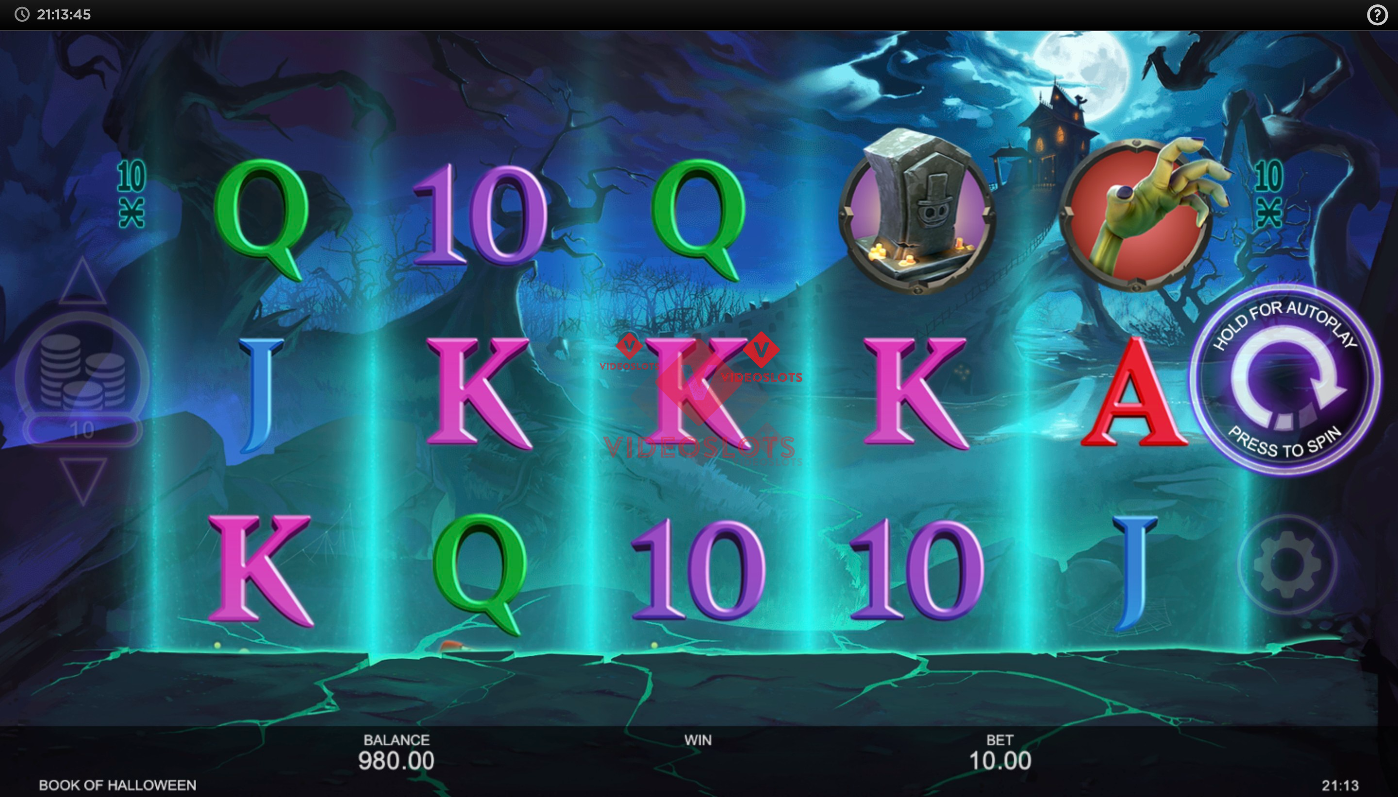 Base Game for Book of Halloween slot from Inspired Gaming