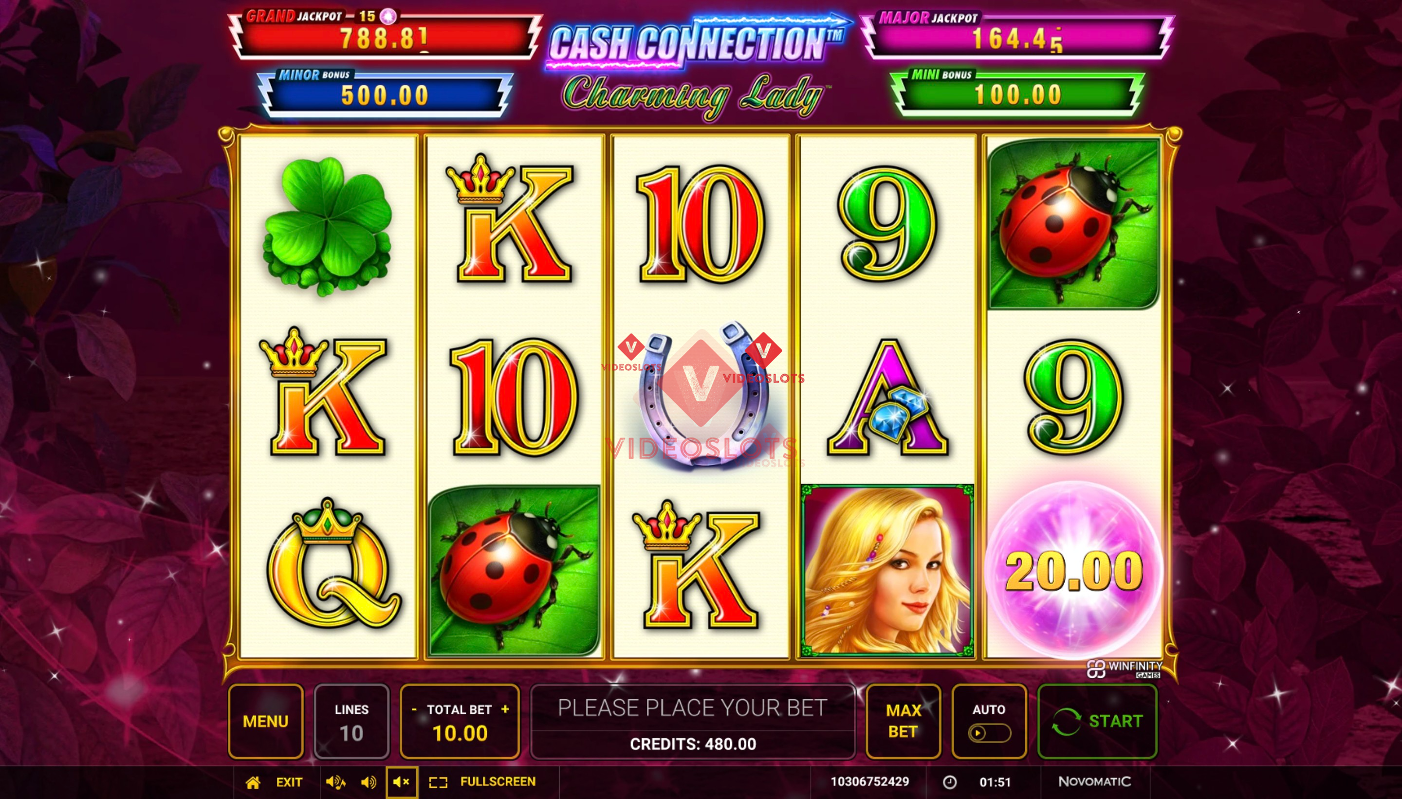 Base Game for Cash Connection Charming Lady slot from Greentube