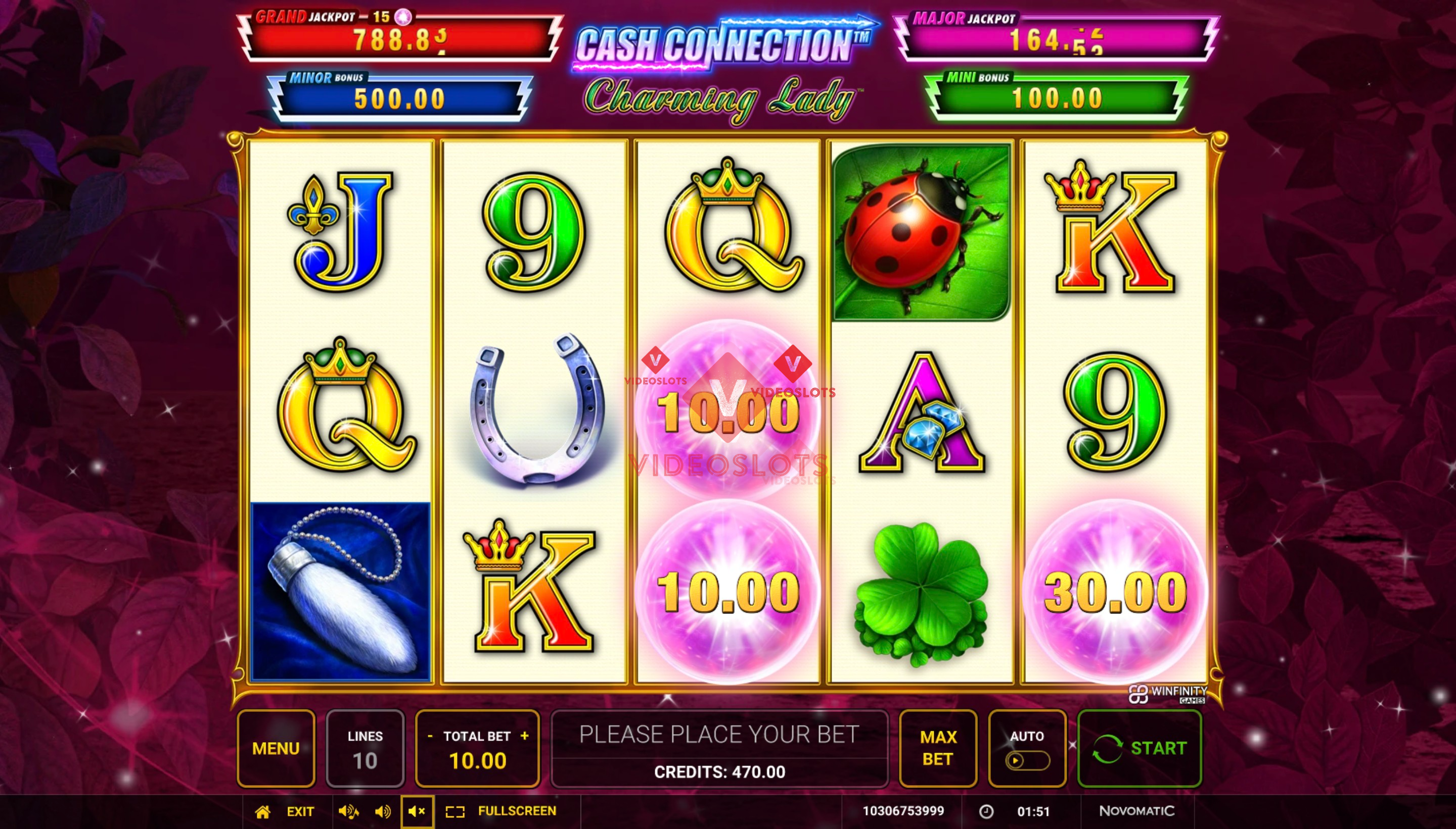 Base Game for Cash Connection Charming Lady slot from Greentube