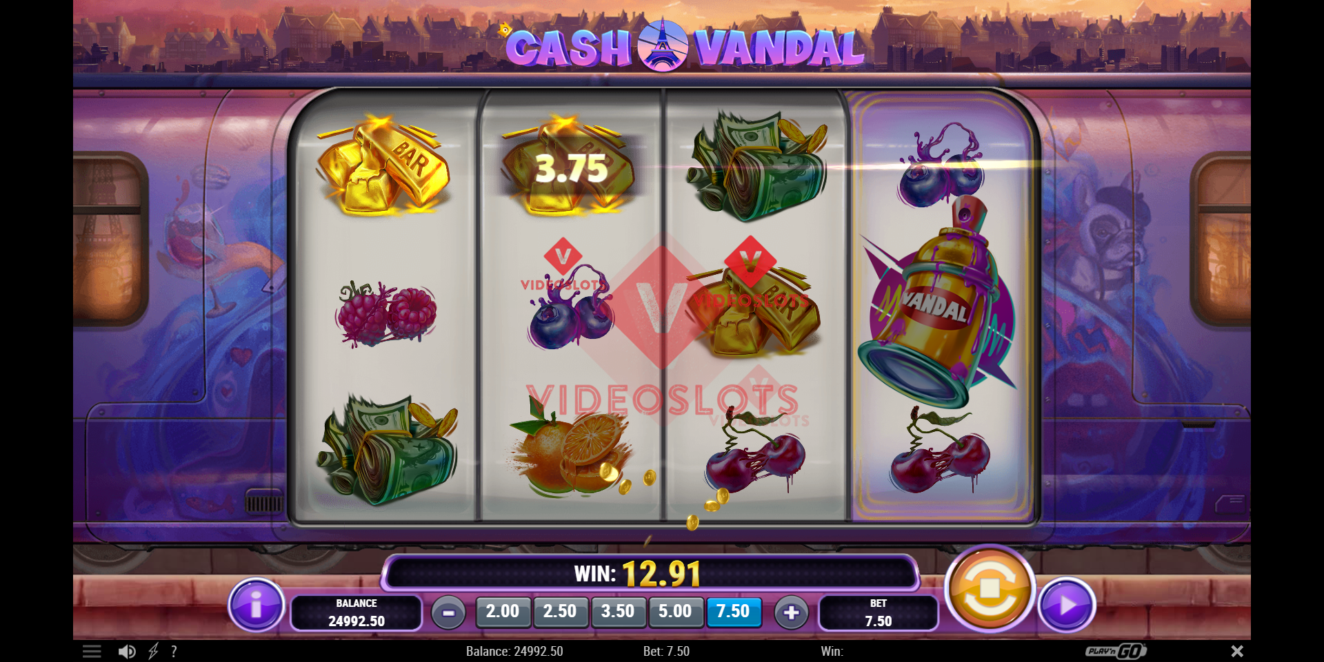 Base Game for Cash Vandal slot from Play'n Go