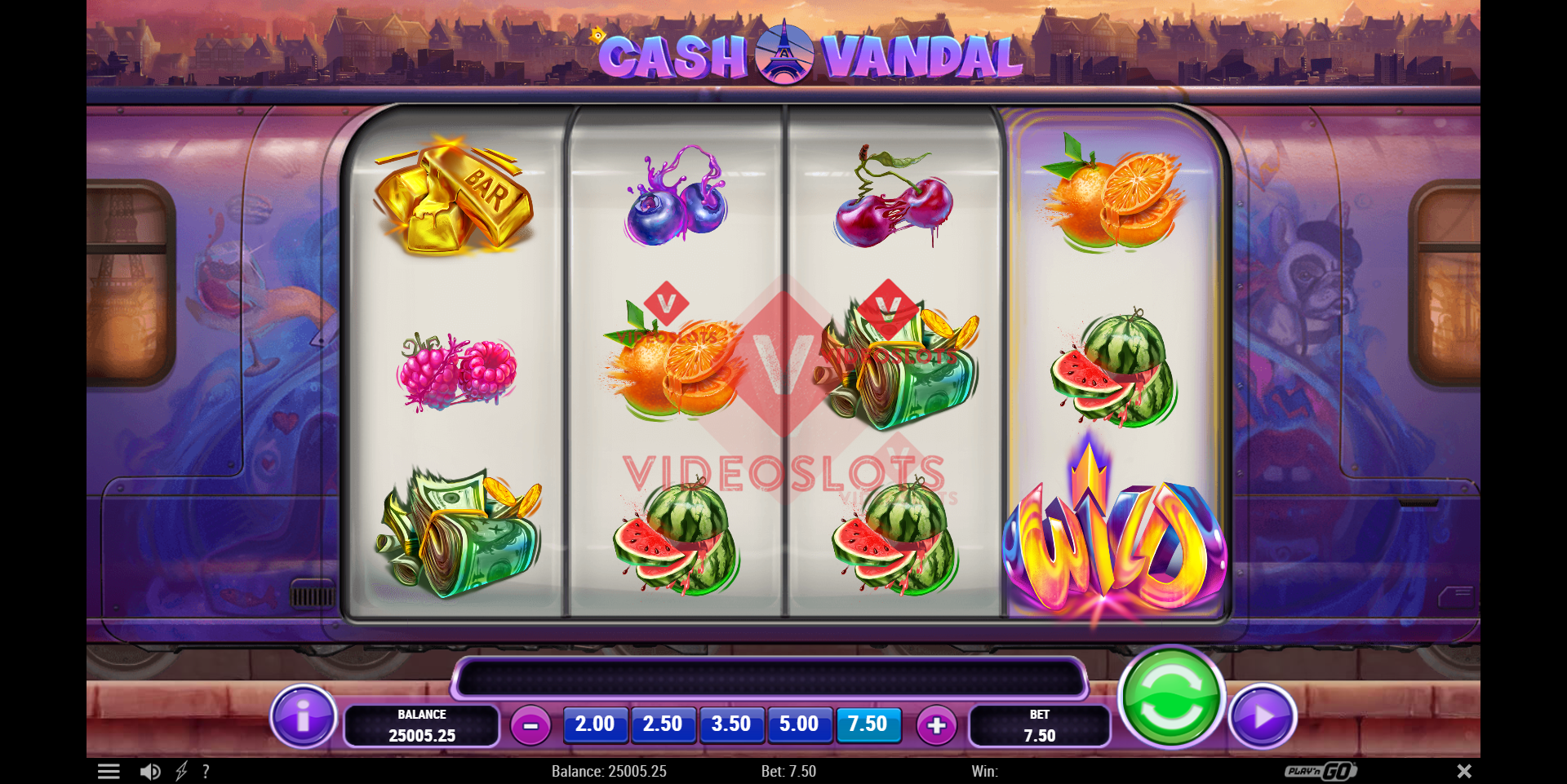Base Game for Cash Vandal slot from Play'n Go