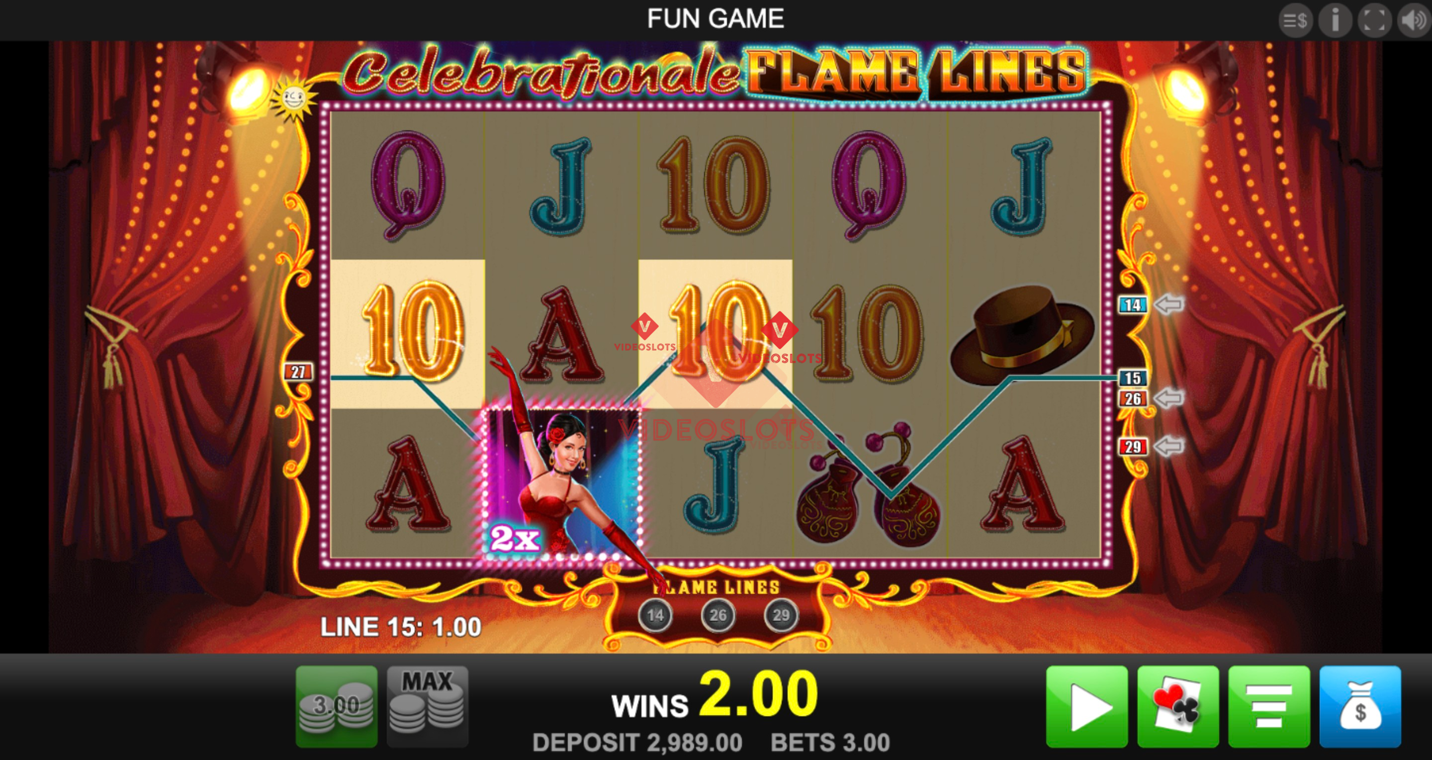 Base Game for Celebrationale Flame Lines slot from Merkur