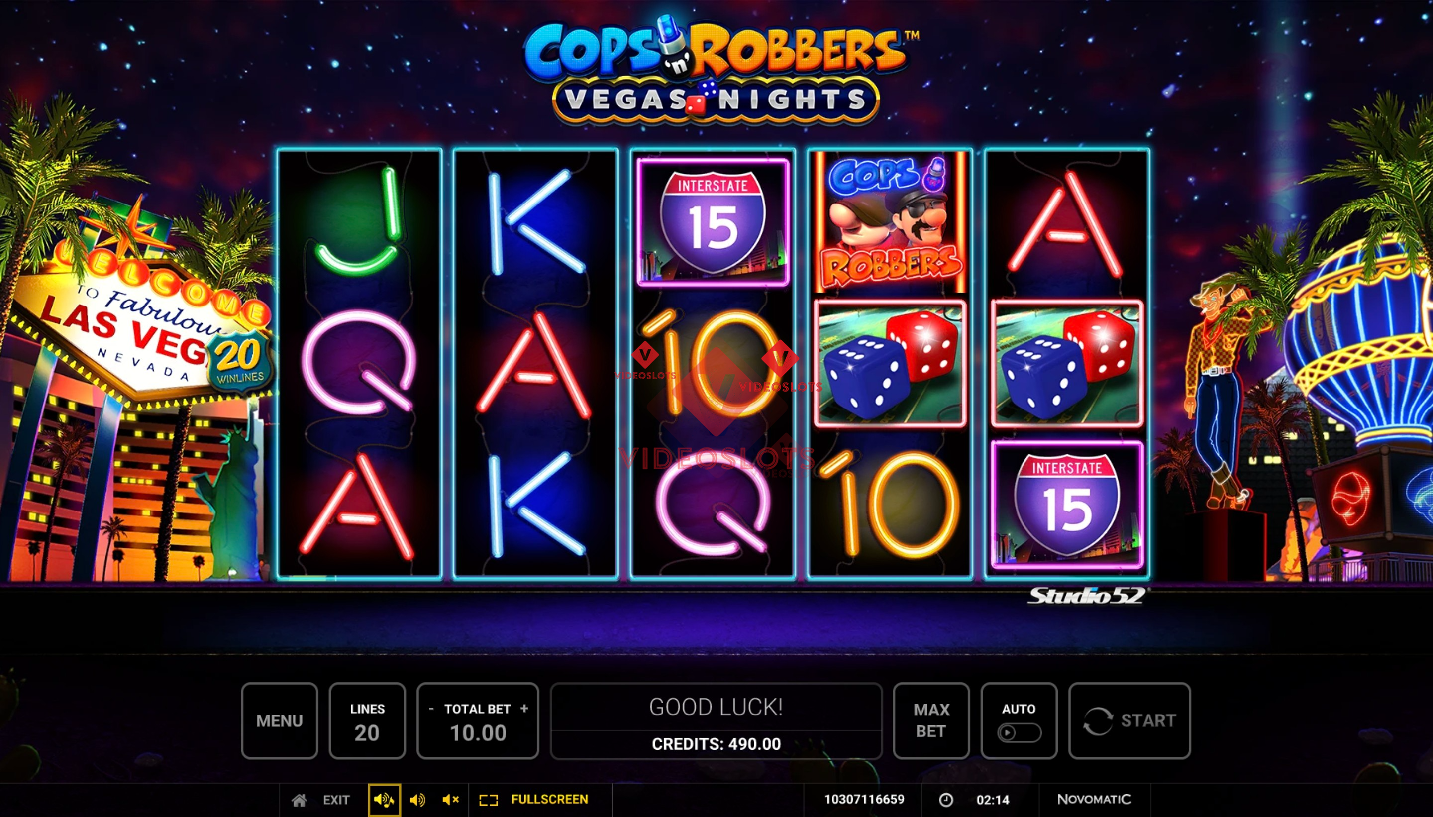 Base Game for Cops 'n' Robbers Vegas Nights slot from Greentube