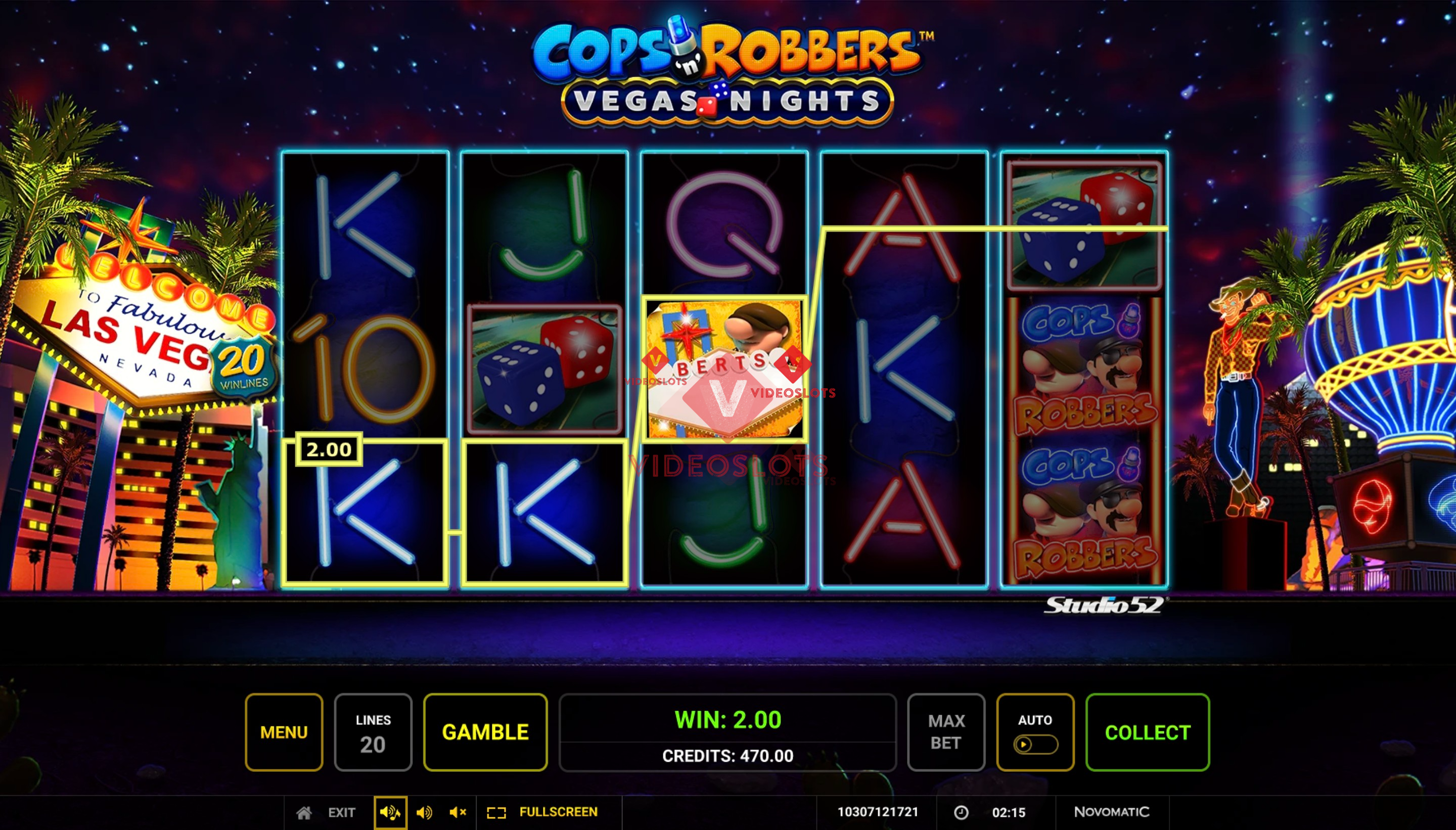 Base Game for Cops 'n' Robbers Vegas Nights slot from Greentube