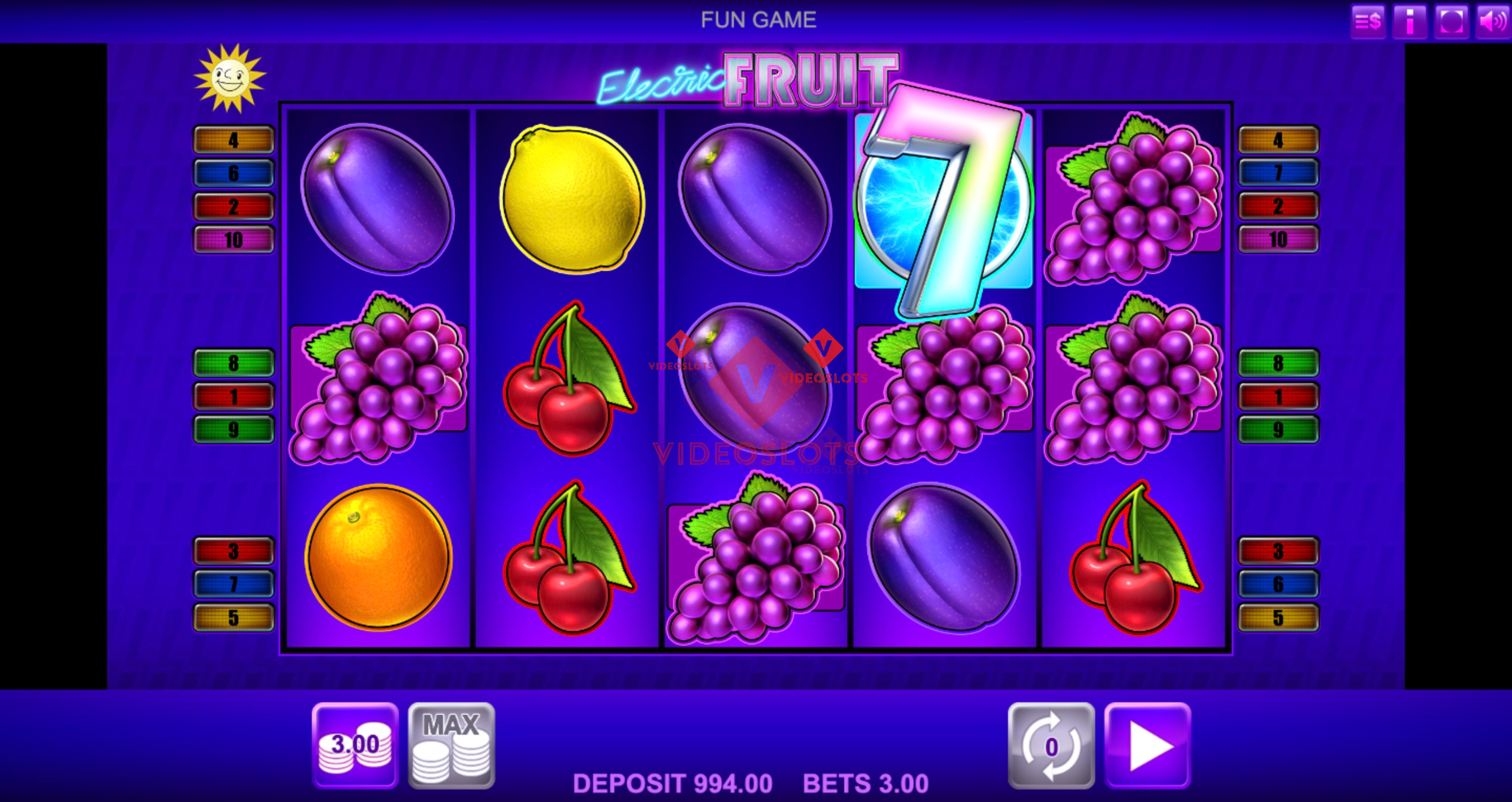 Base Game for Electric Fruit slot from Merkur