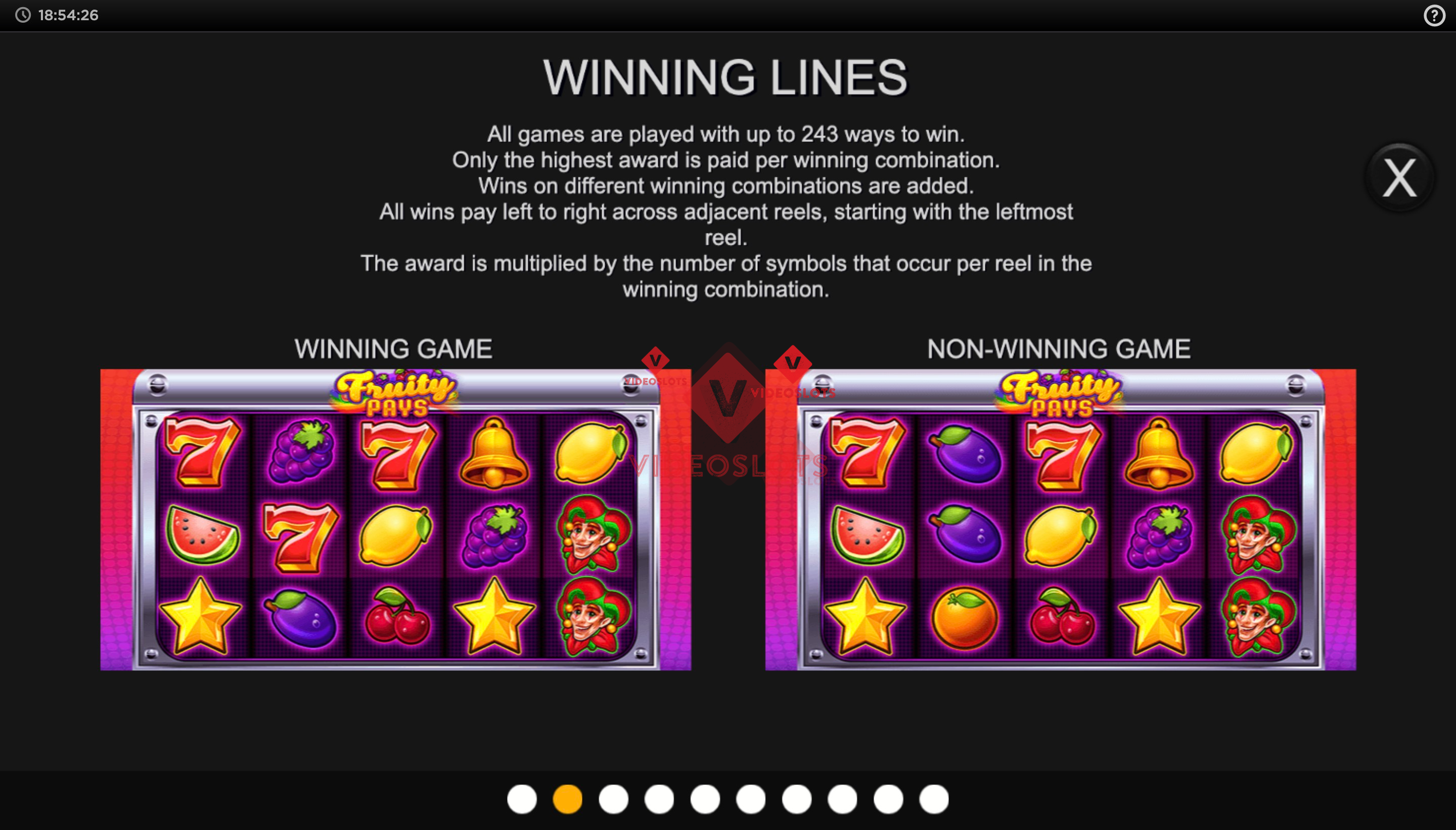Game Rules for Fruity Pays slot from Inspired Gaming