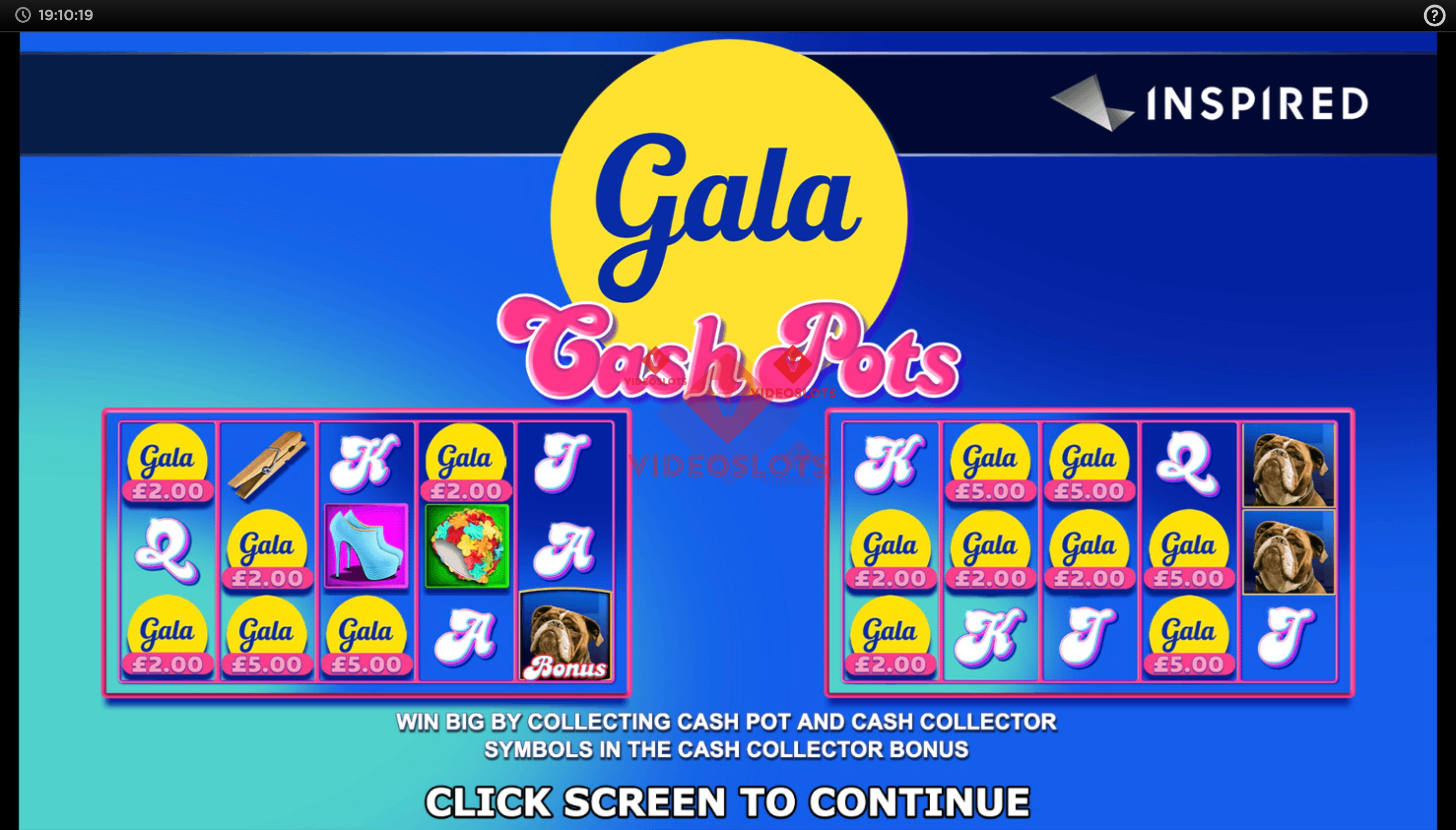 Game Intro for Gala Cashpots slot from Inspired Gaming