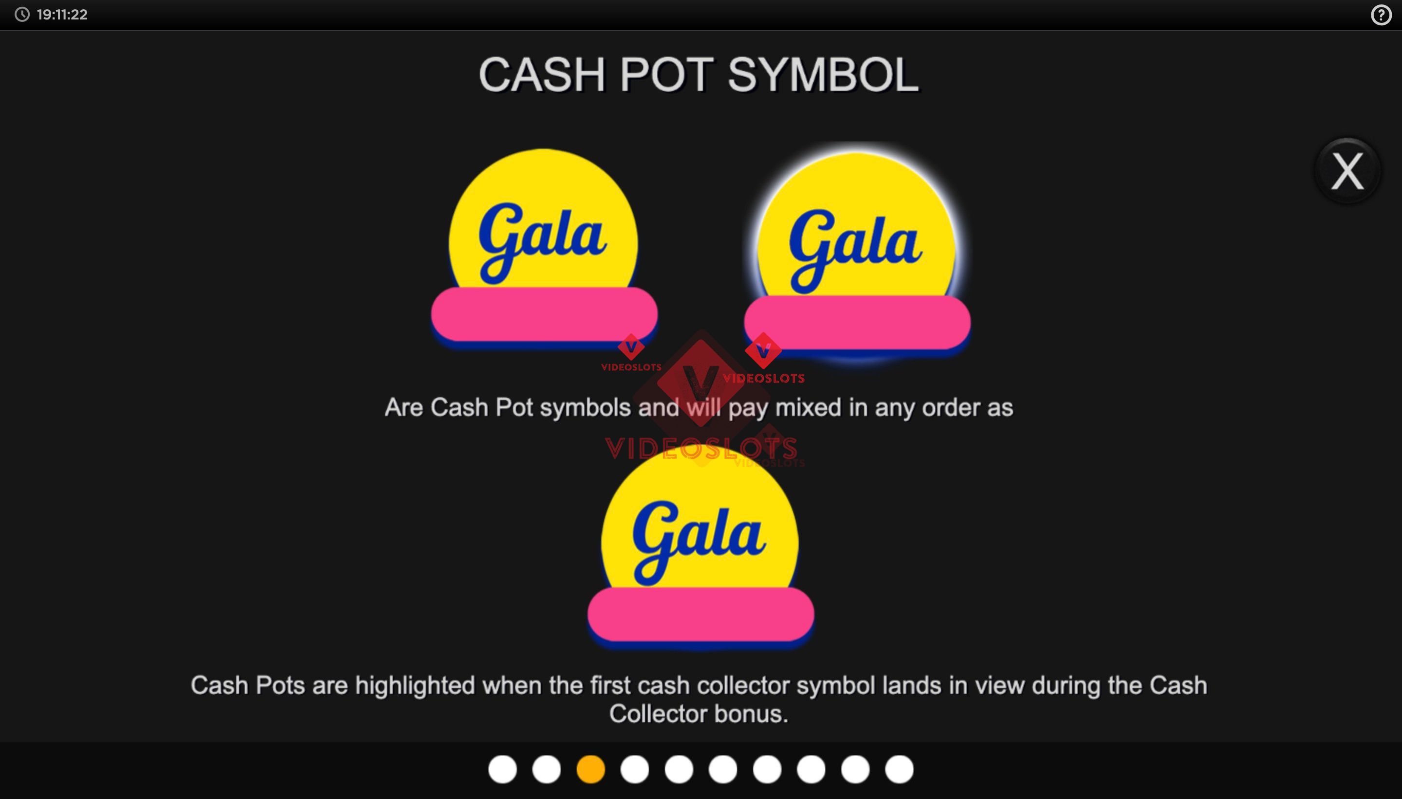 Game Rules for Gala Cashpots slot from Inspired Gaming