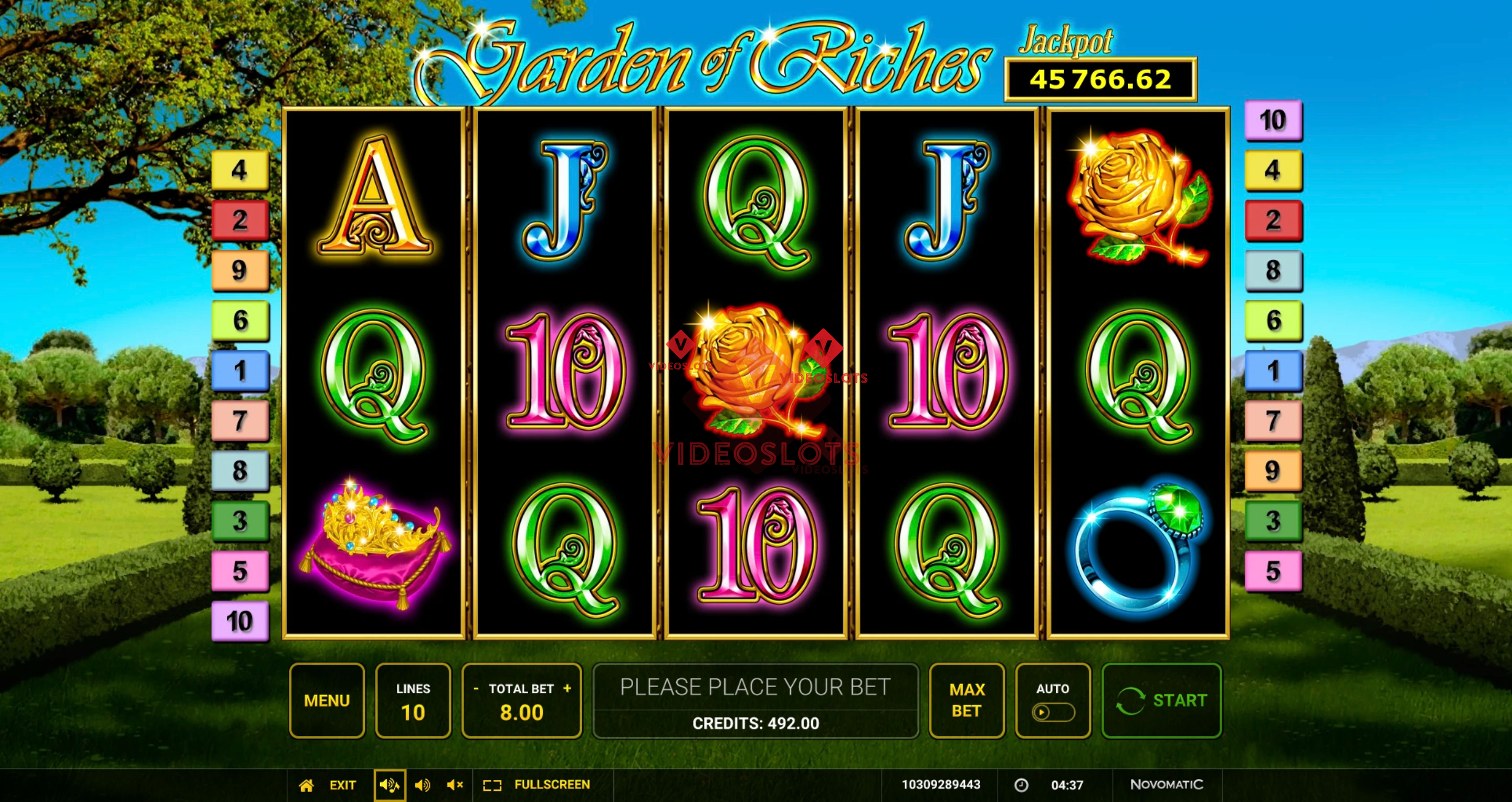 Base Game for Garden of Riches slot from Greentube