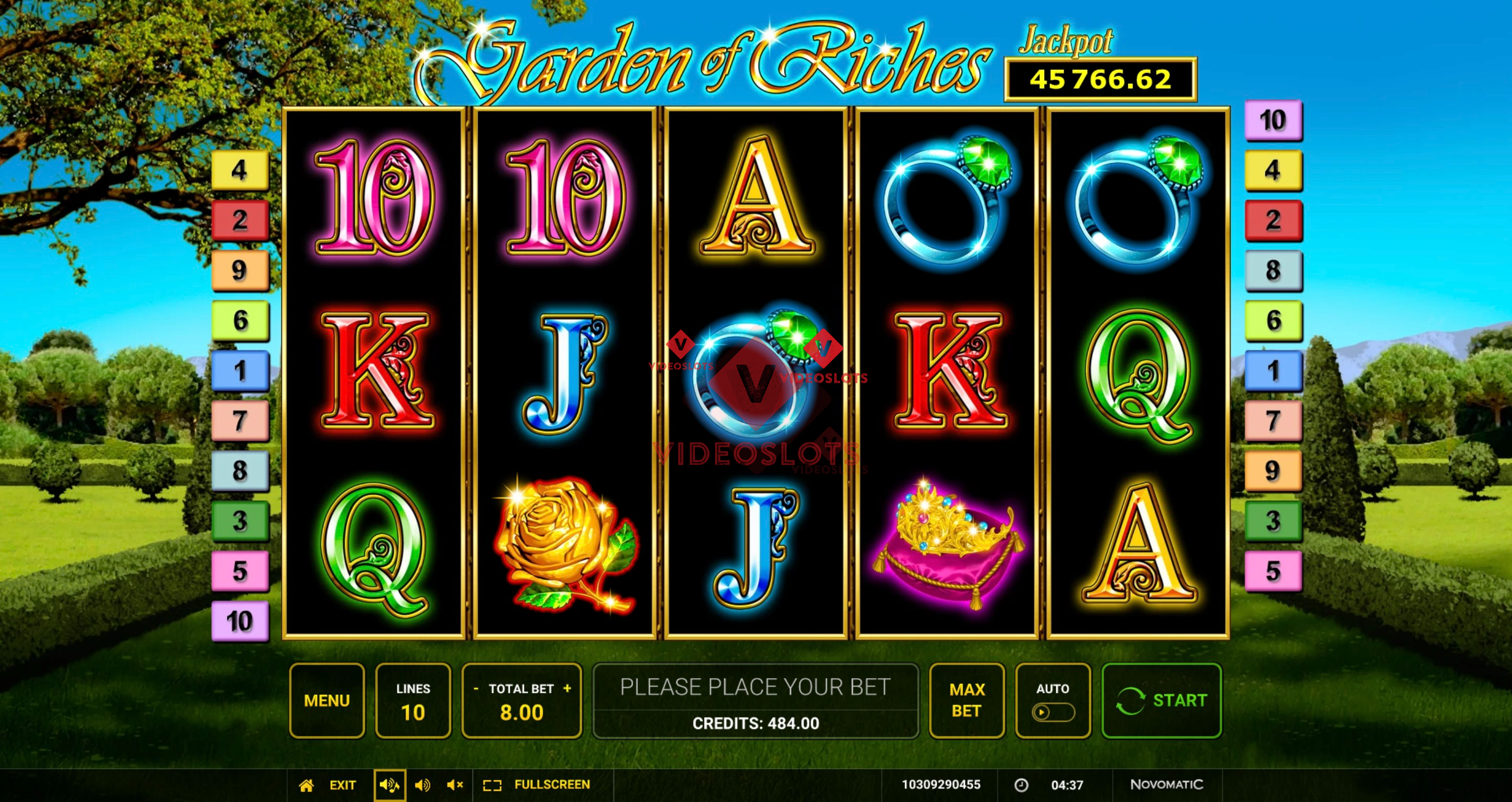 Base Game for Garden of Riches slot from Greentube