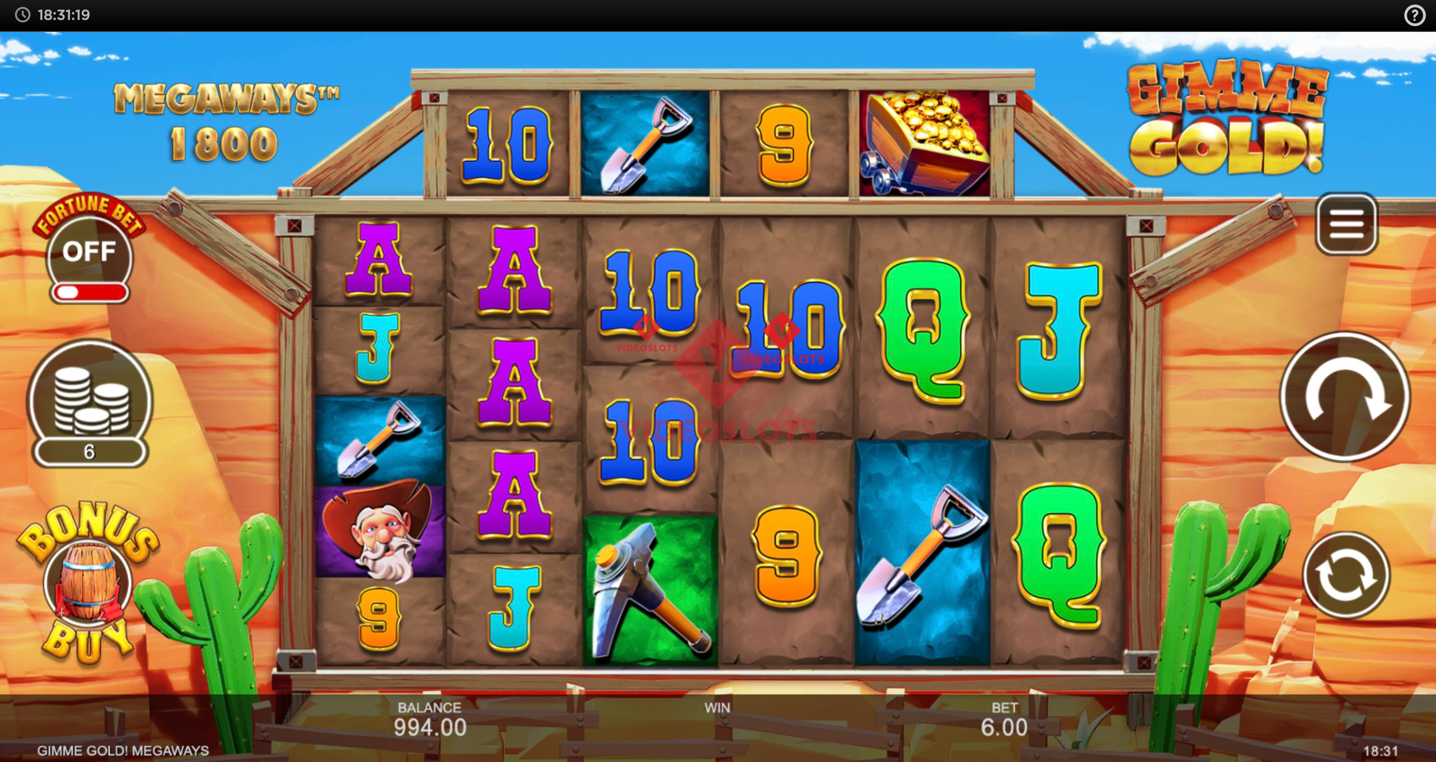 Base Game for Gimme Gold Megaways slot from Inspired Gaming