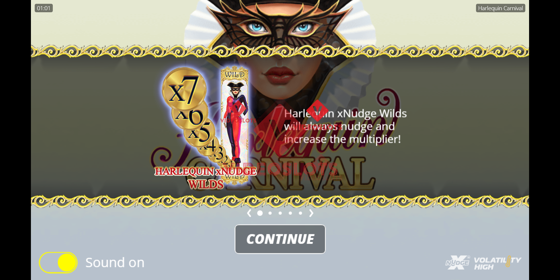 Game Intro for Harlequin Carnival slot from NoLimit City