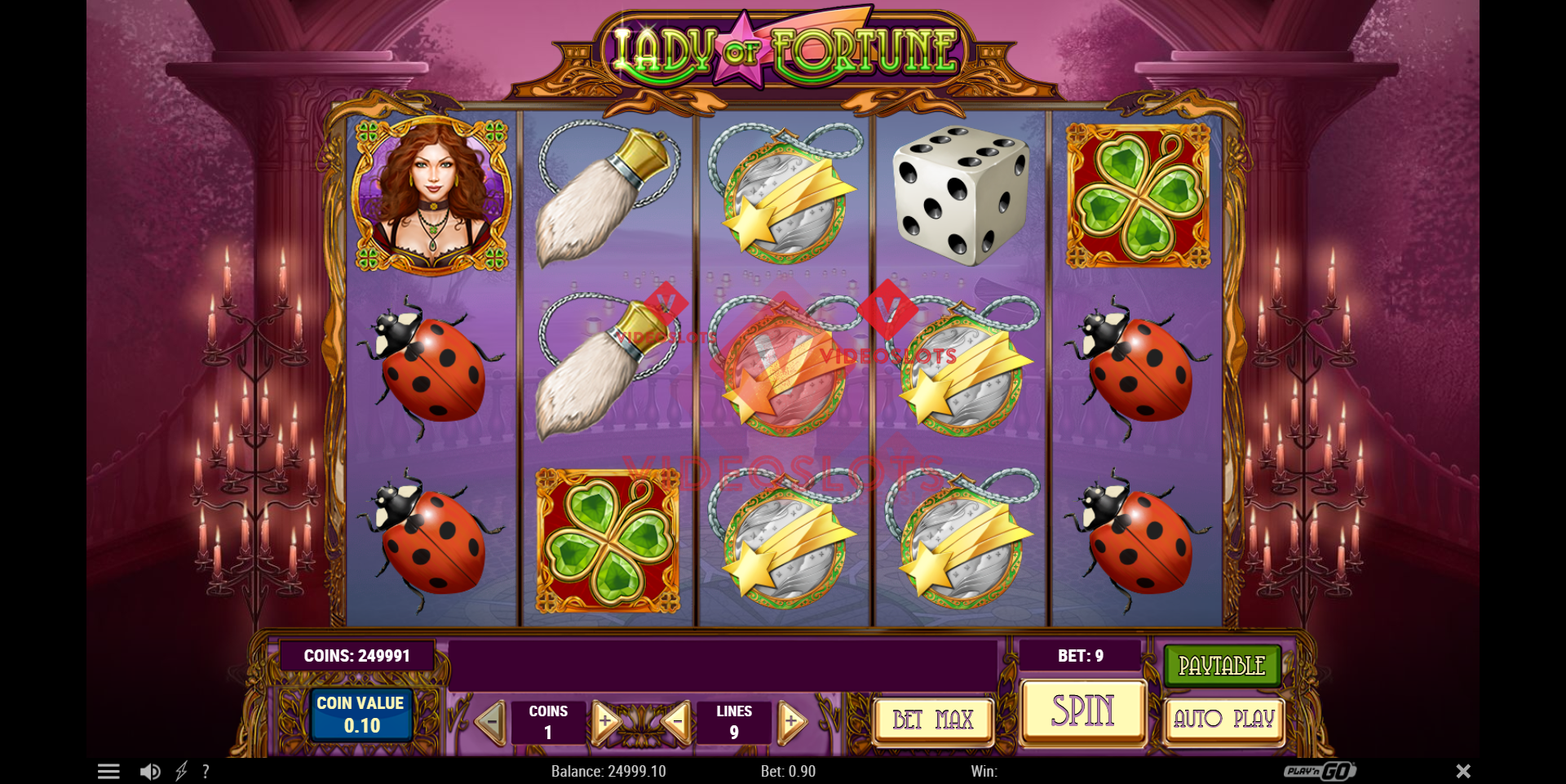 Base Game for Lady of Fortune slot from Play'n Go