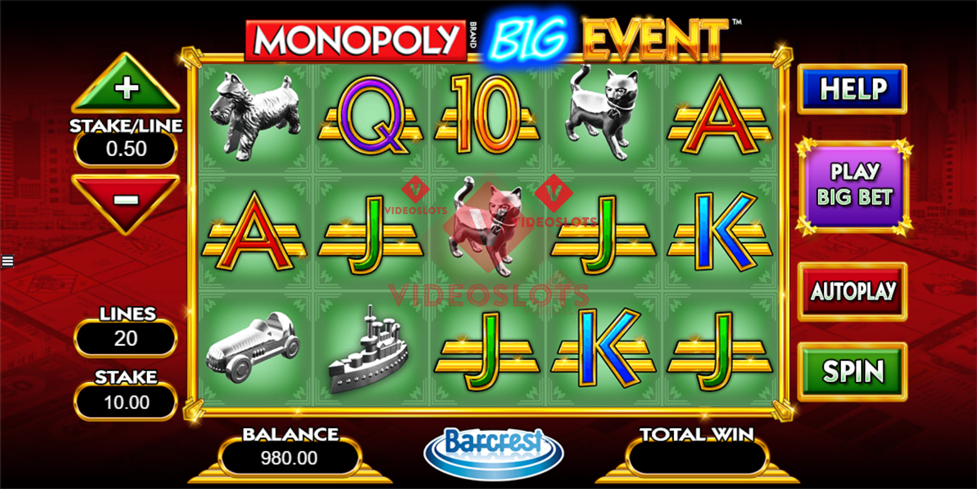 Base Game for Monopoly Big Event slot from Barcrest