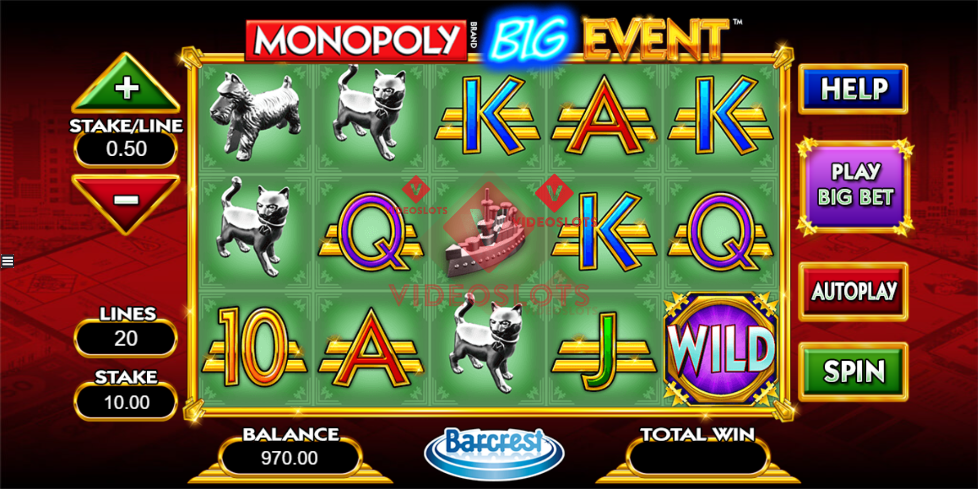 Base Game for Monopoly Big Event slot from Barcrest