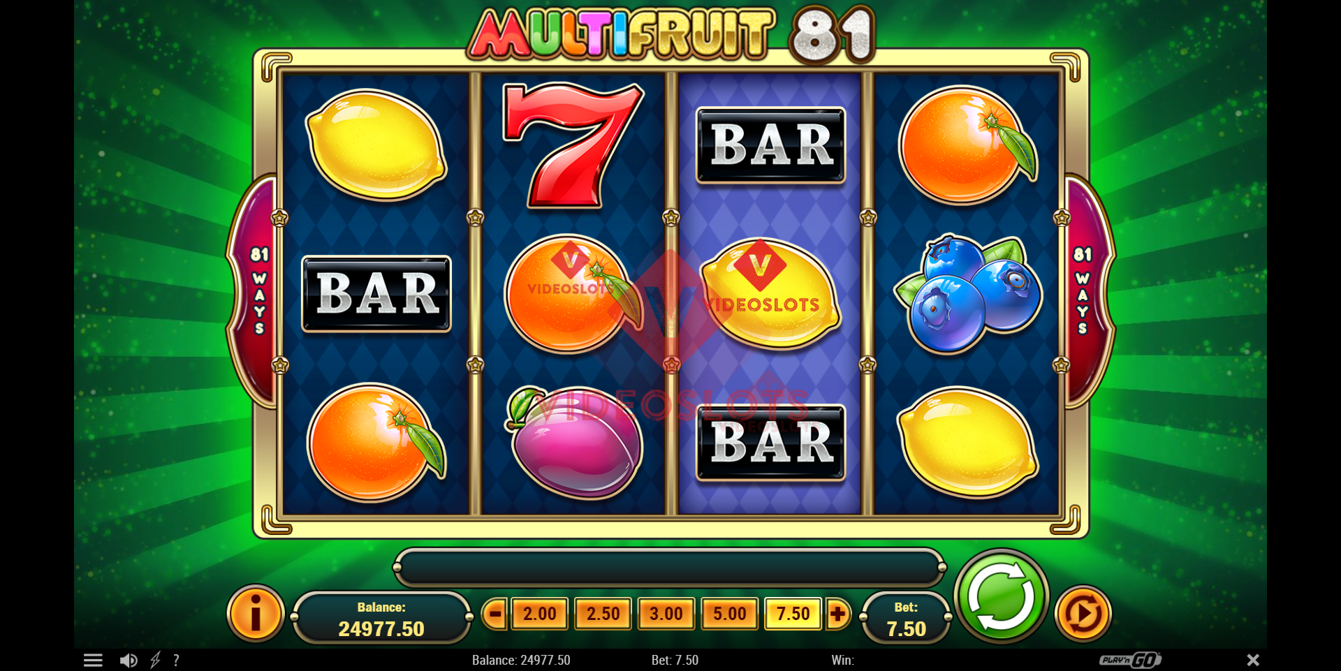 Base Game for Multifruit 81 slot from Play'n Go