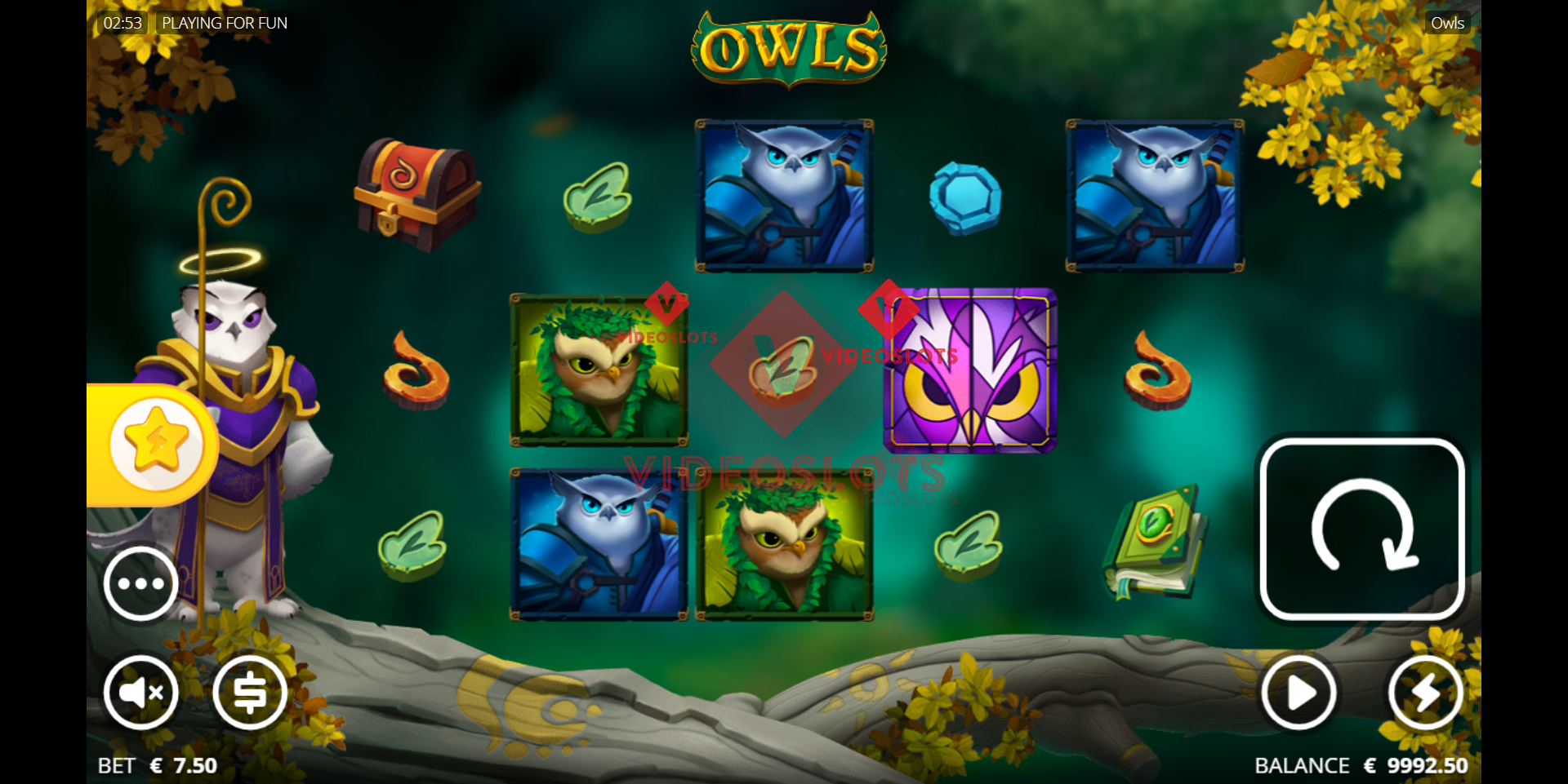 Base Game for Owls slot from NoLimit City