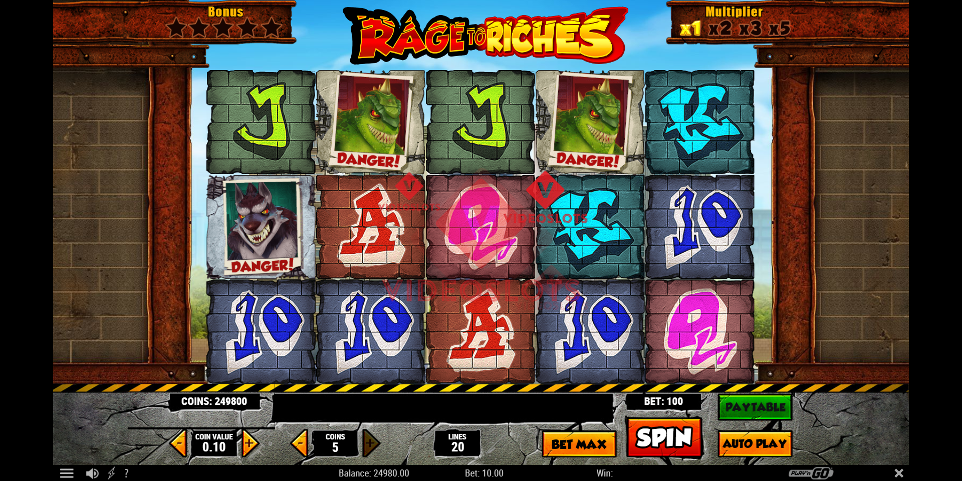 Base Game for Rage to Riches slot from Play'n Go