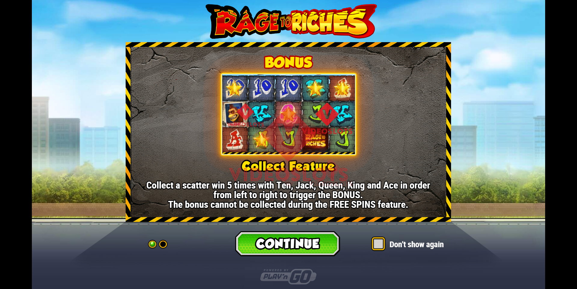 Game Intro for Rage to Riches slot from Play'n Go