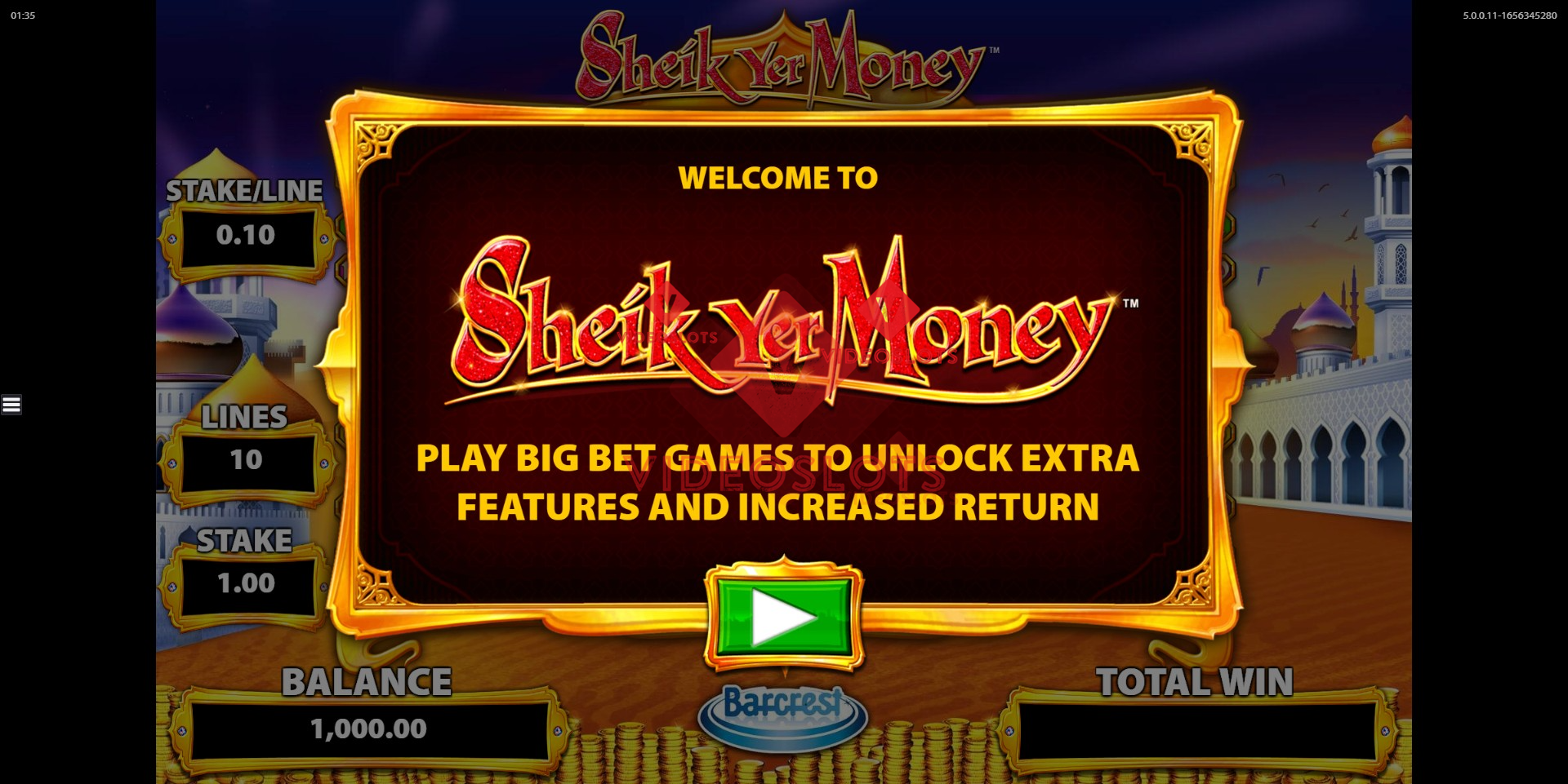 Game Intro for Sheik Yer Money slot from Barcrest