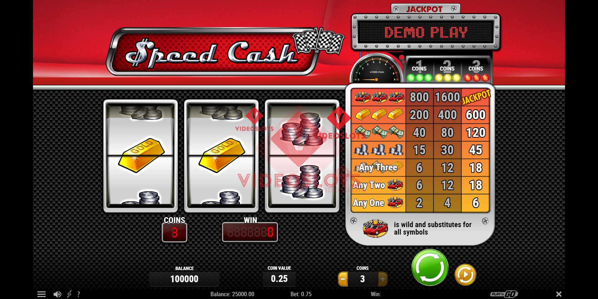 Base Game for Speed Cash slot from Play'n Go