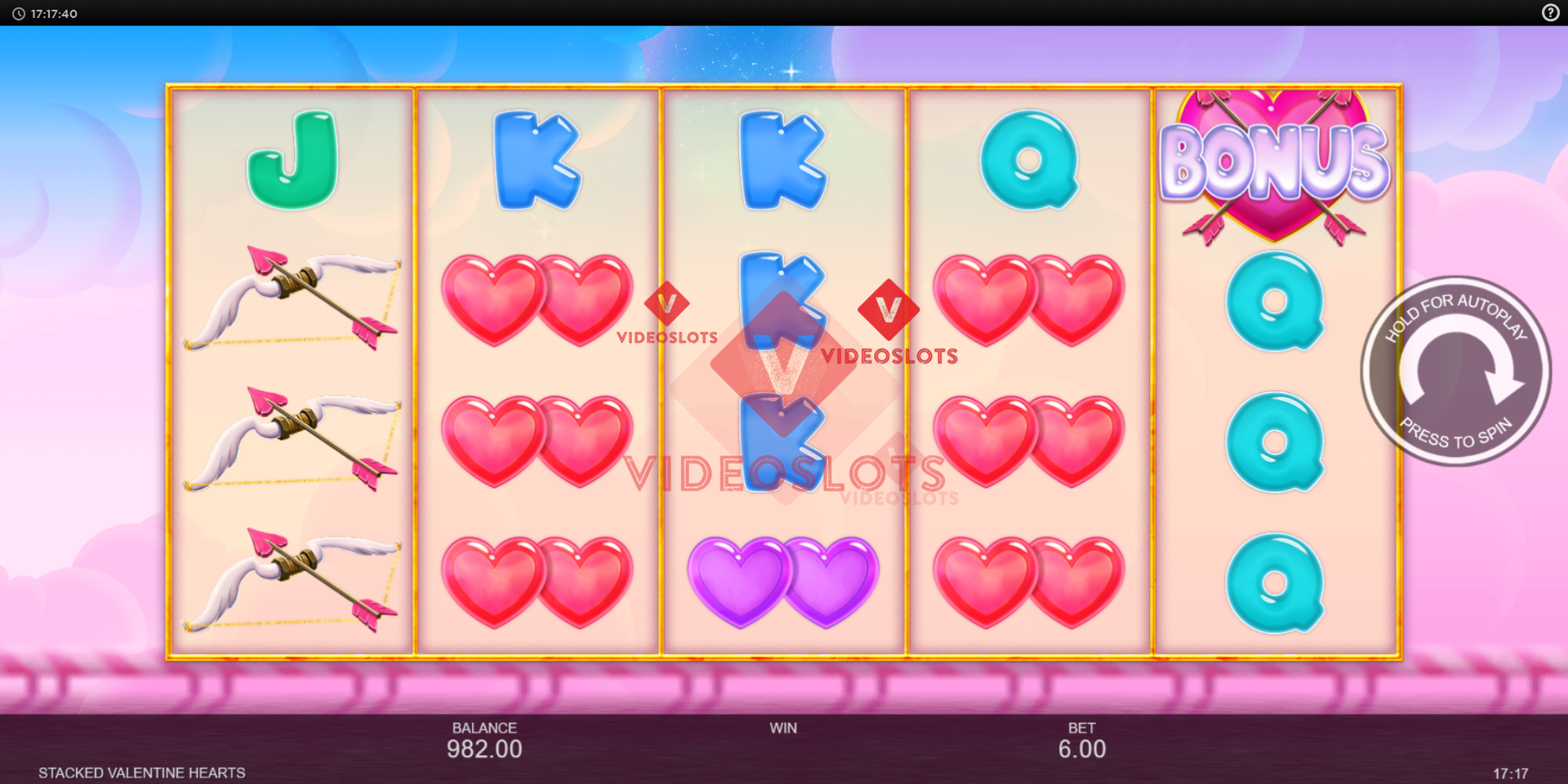 Base Game for Stacked Valentine Hearts slot from Inspired Gaming