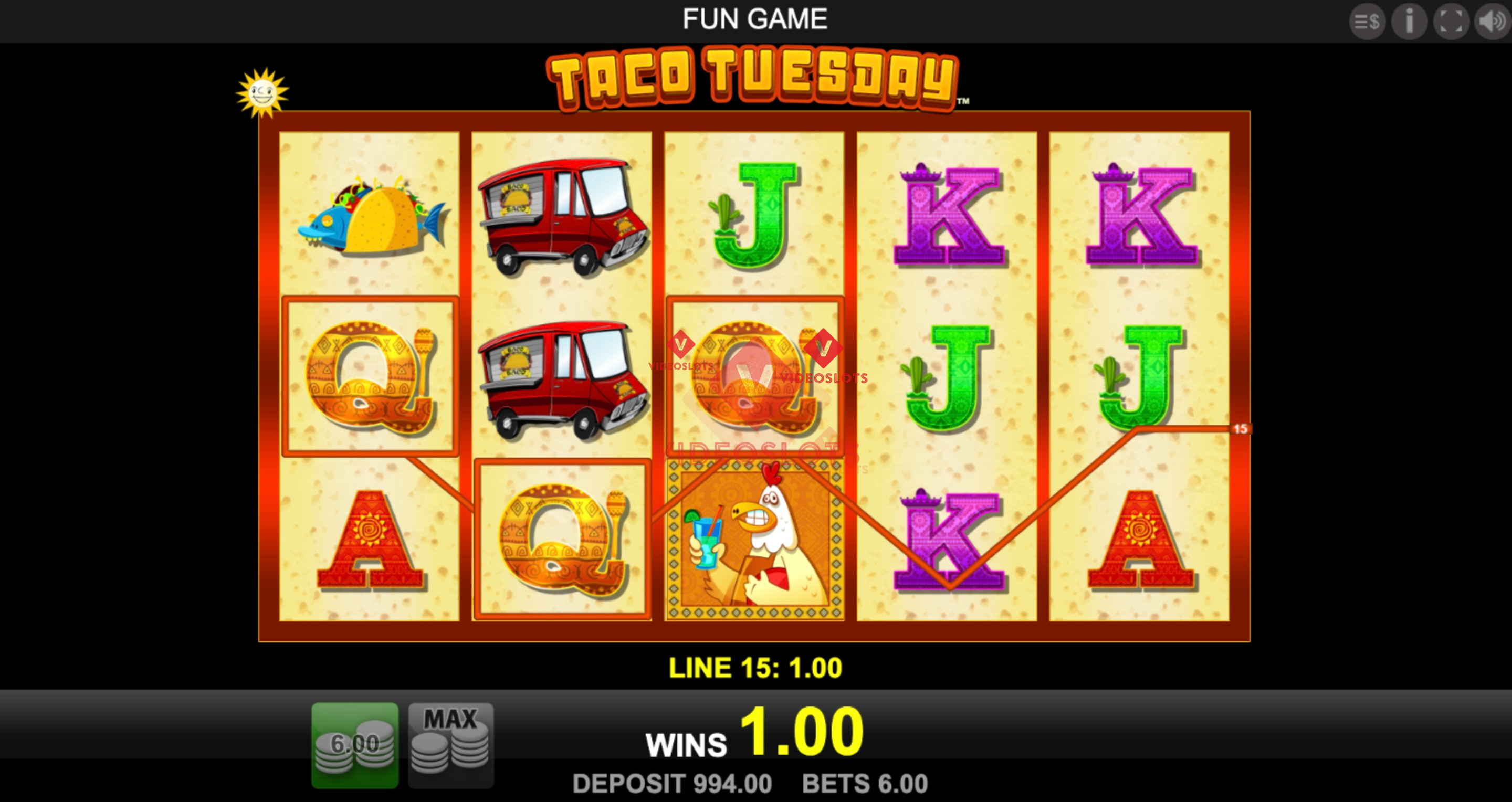 Base Game for Taco Tuesday slot from Merkur
